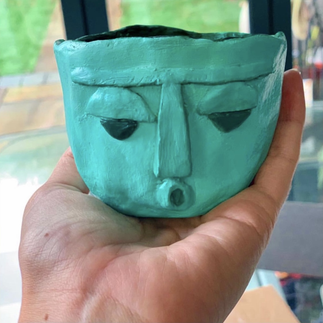 Green face pot craft